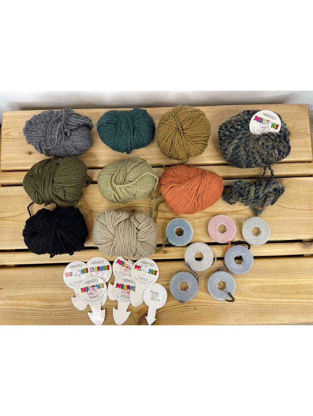 Missoni Hirado Yarn Lot – 9 Partial Skeins + Spools – Made in Italy – Wool Blend